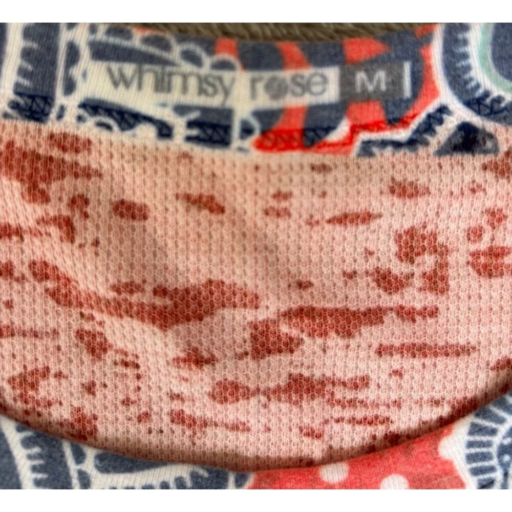 Whimsy Rose Elephant Print Baby Waffle Knit Top Womens M Long Sleeve Boho - Picture 3 of 7